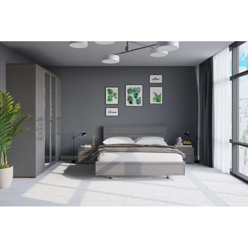 Спальня СК-1003 (Гикори Джексон темный + Серый Оникс)