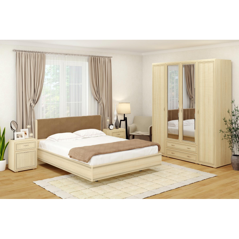 Спальня СК-1024 (Ясень Асахи + Велюр)