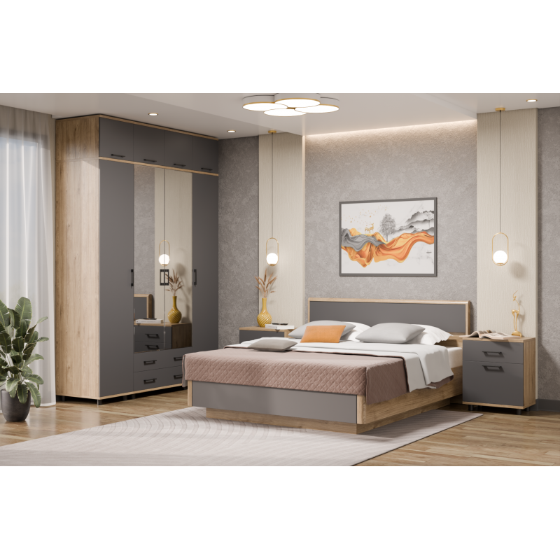 Грэйс композиция 8 (корпус Гикори Джексон Светлый, фасад Антрацит Матовый)