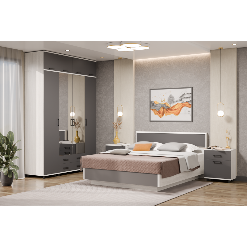 Грэйс композиция 8 (корпус Снежный Ясень, фасад Антрацит Матовый)